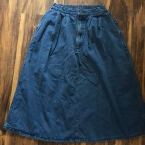 Vintage Long Denim Prairie Skirt w/pockets